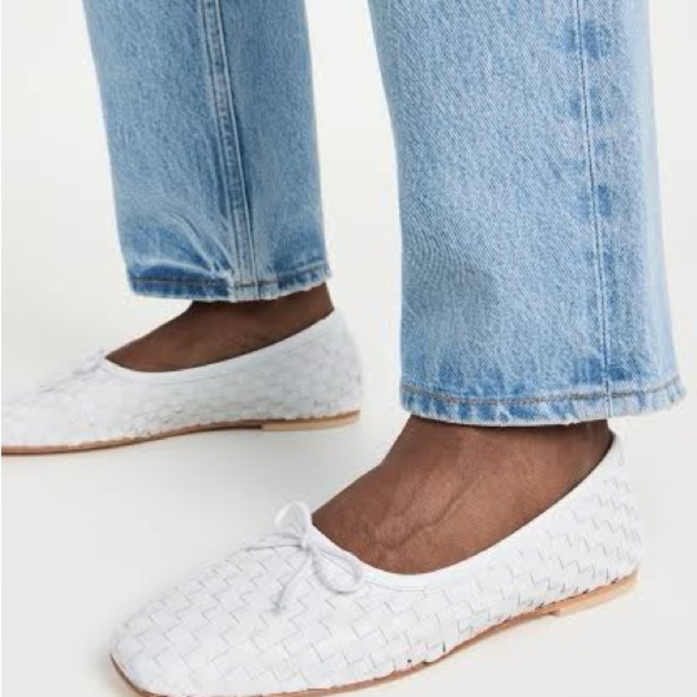 Freda Salvador White Square Woven Flats, 7.5